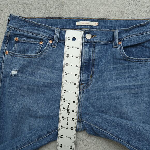 Levi's Jeans Women's Size 32 Blue Mid-Rise Boyfriend 26.5" Inseam Distressed - Picture 7 of 16